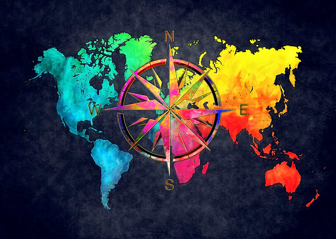 world map wind rose
