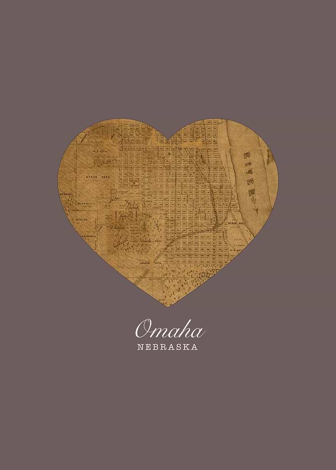 Omaha Nebraska City Street Map Love