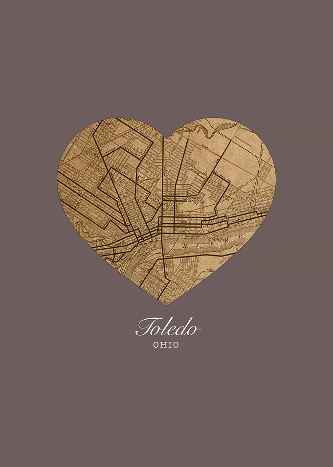 Toledo Ohio City Street Map Love