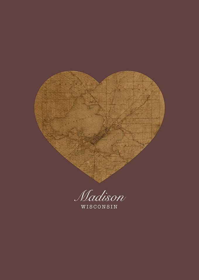 Madison Wisconsin City Street Map Love