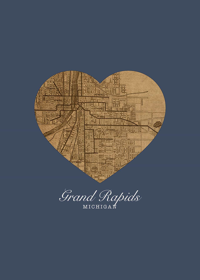 Grand Rapids Michigan City Street Map Love