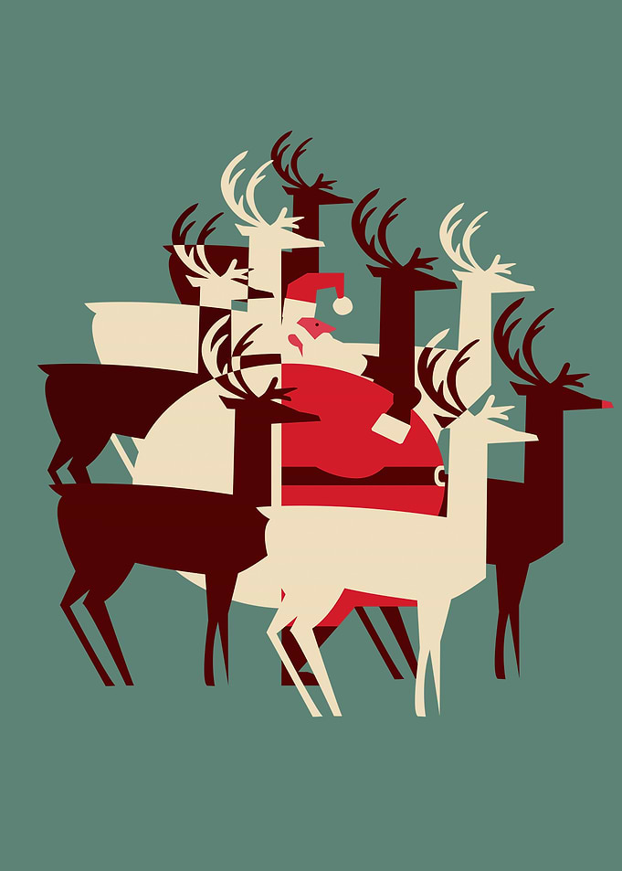 Santa and his Reindeers