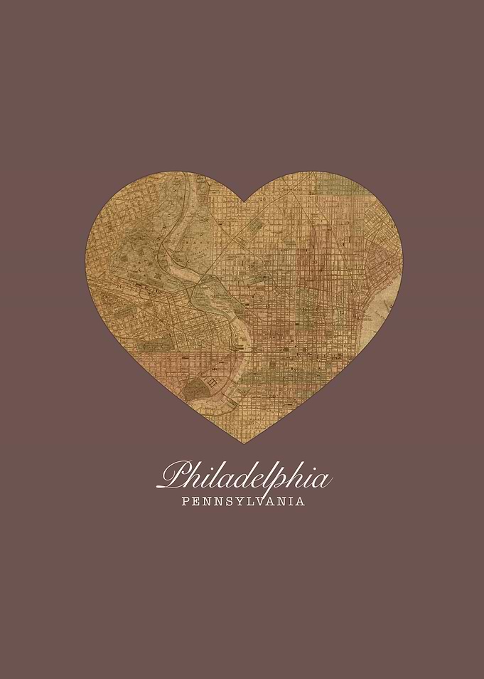 Philadelphia Pennsylvania City Street Map Love