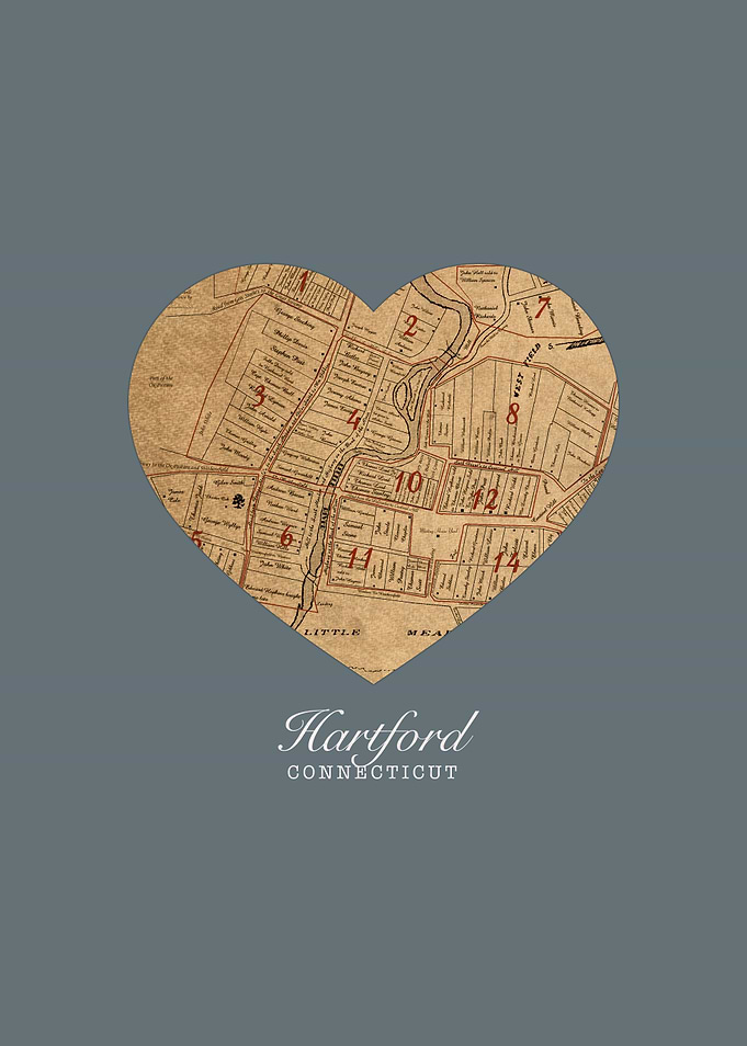 Hartford Connecticut City Heart Street Map
