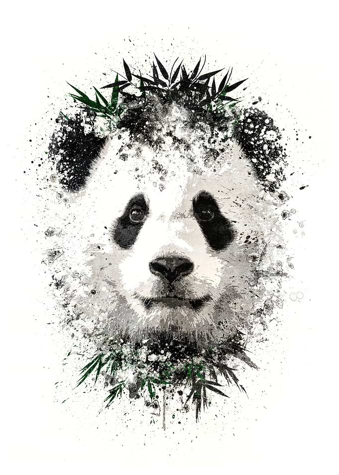 Panda with green bamboo