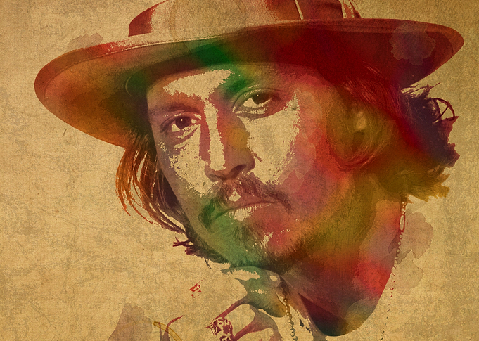 Johnny Depp Watercolor Portrait