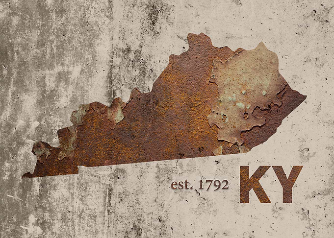 Kentucky State Founded Date Rusty Map Series No 02