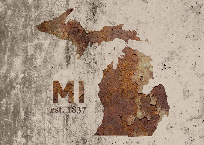 Michigan State Founded Date Rusty Map Series No 05