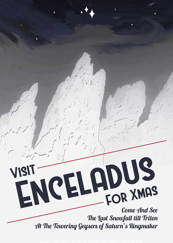 Enceladus - Vintage Space Travel Poster