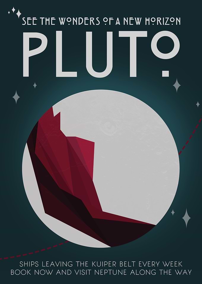 Pluto - Vintage Space Travel Poster
