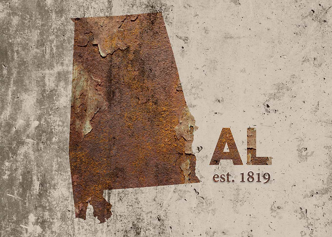 Alabama State Founded Date Rusty Map Series No 15