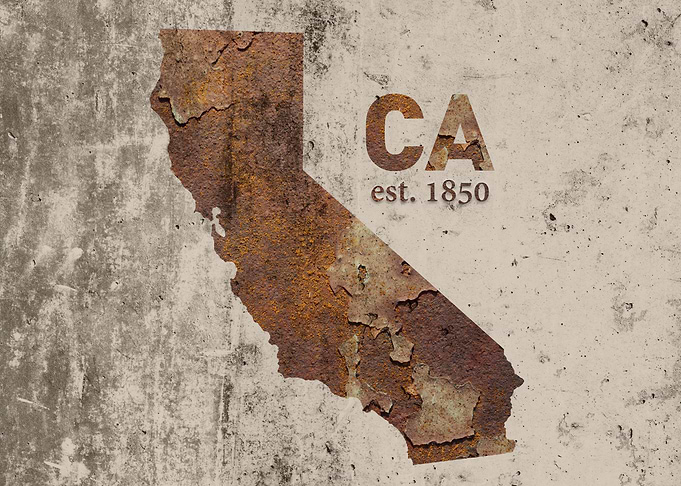 California State Founded Rusty Map Series No 07