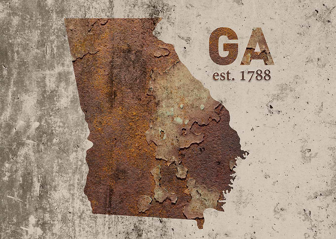 Georgia State Founded Rusty Map Series No 09