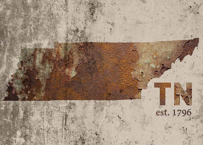 Tennesse State Founded Date Rusty Map Series No 30