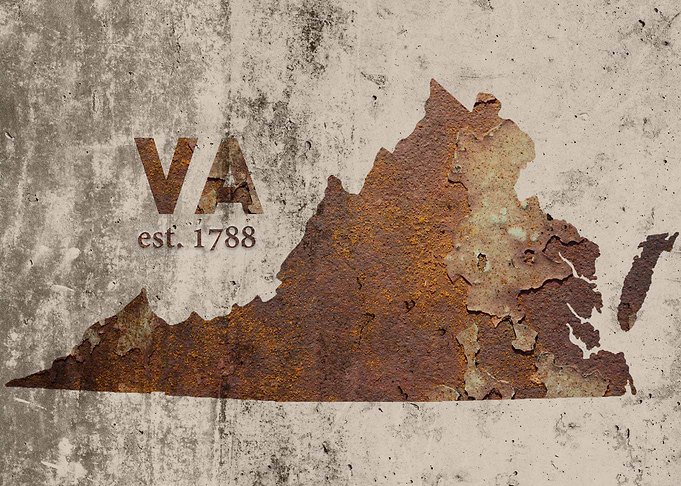 Virginia State Founded Date Rusty Map Series No 28