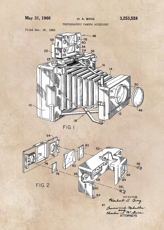 patent art 1966 Bing photographic camera accessory