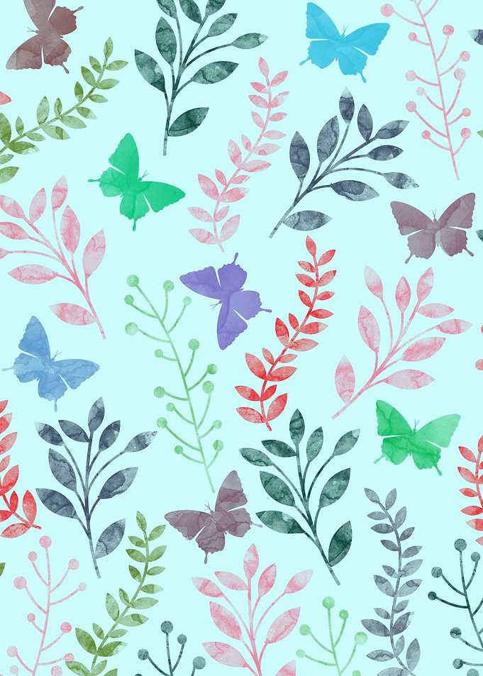 Watercolor Floral & Butterfly