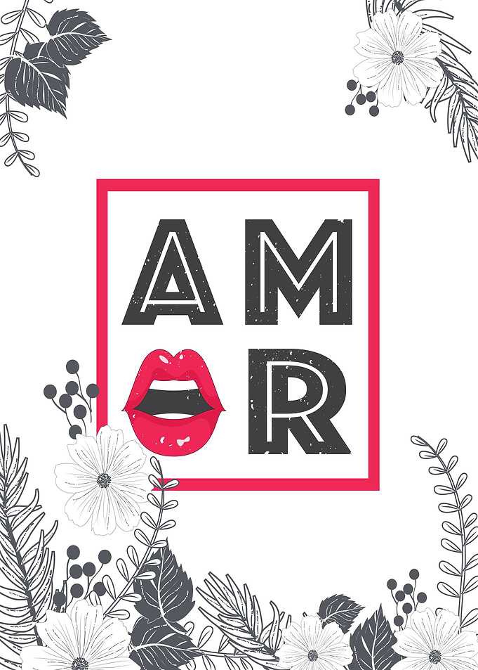 'AMOR' Lips in red