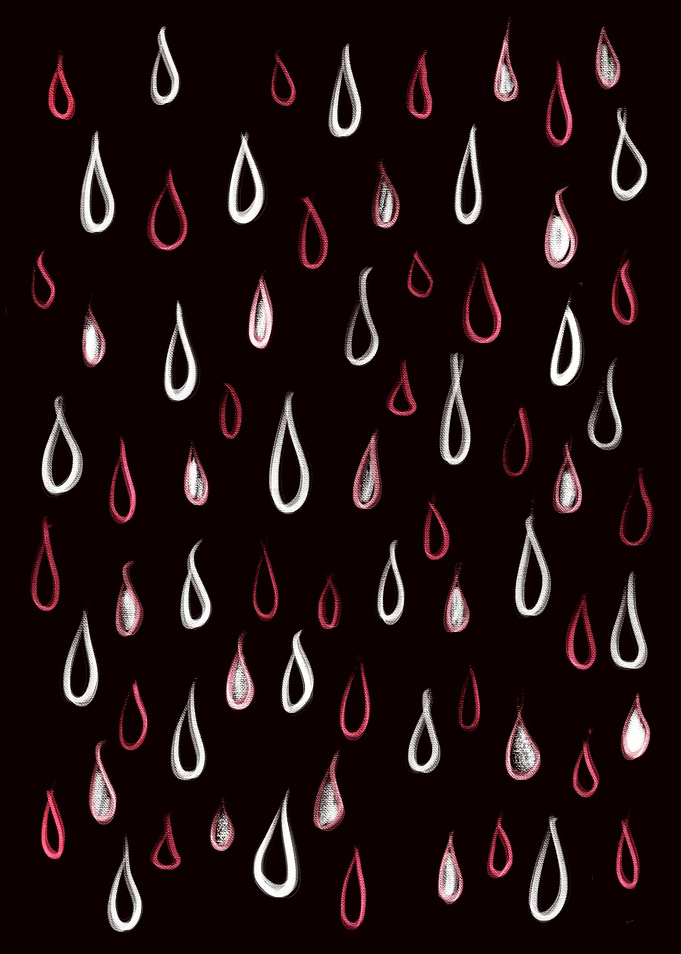 Dark White And Red Raindrops Pattern