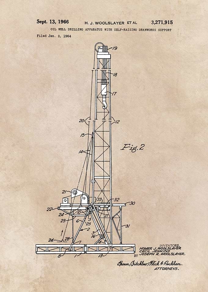 patent art Woolslayer 1966 Oil well drilling appar