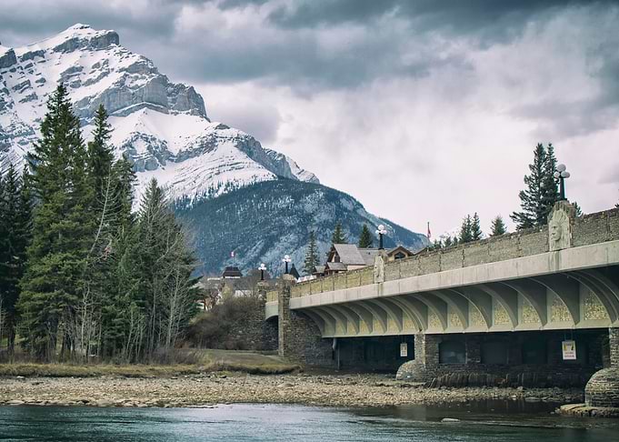 Cascade Mountain from the Bow River Bridge