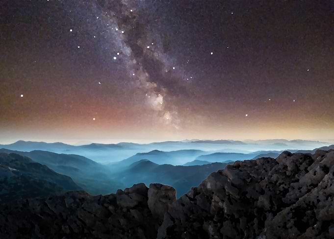 Milky Way Over The Mountai