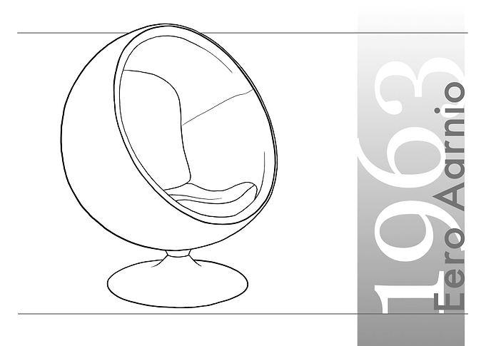 Hand Drawn Aarnio 1963 Ball Chair