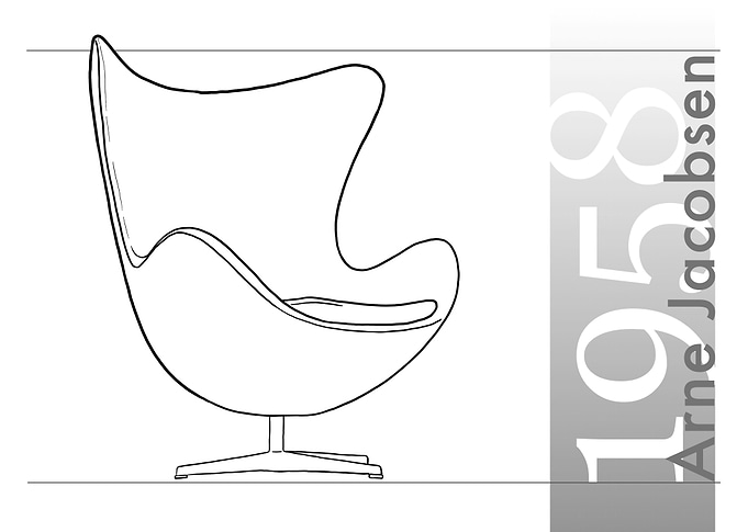 Hand Drawn Jacobsen 1958 Egg Chair