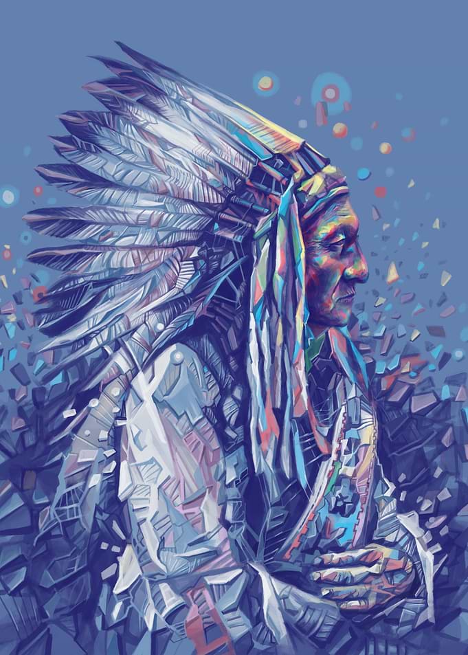 sitting bull-native art portrair