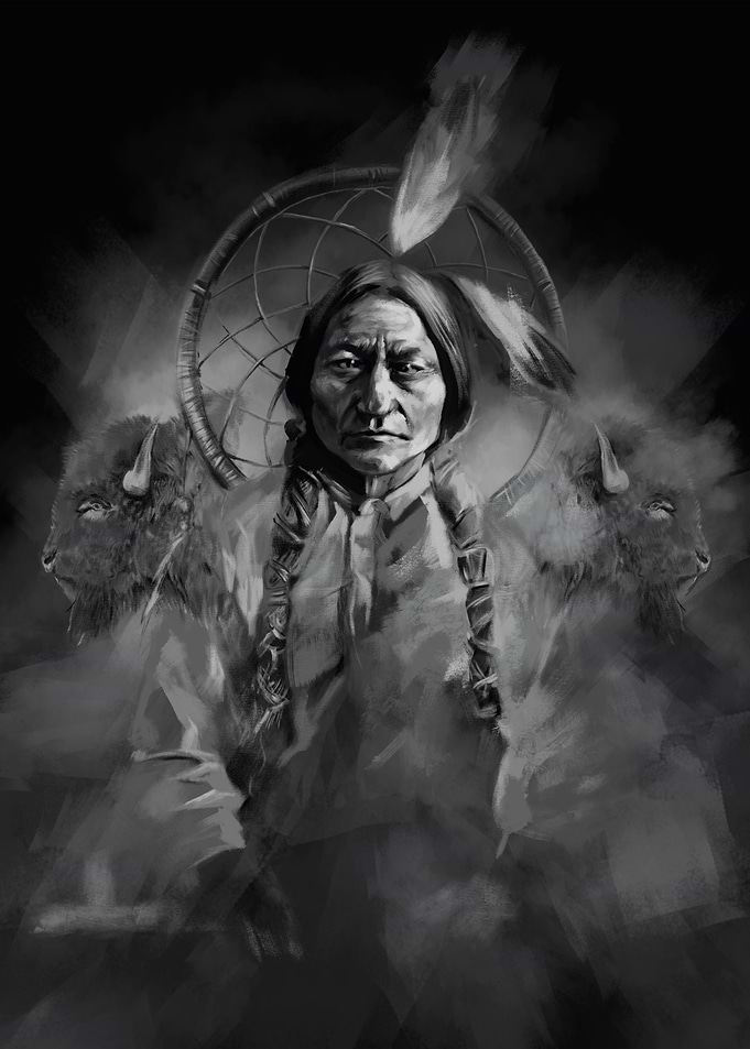 sitting bull-black and white portrait