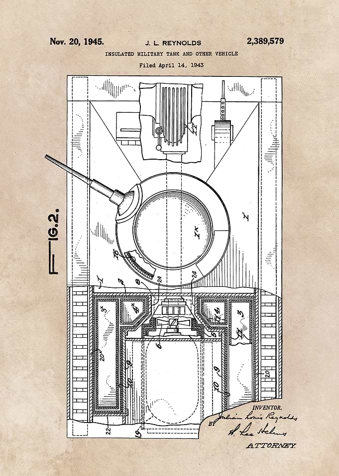 patent art Reynolds 1943 Military Tank