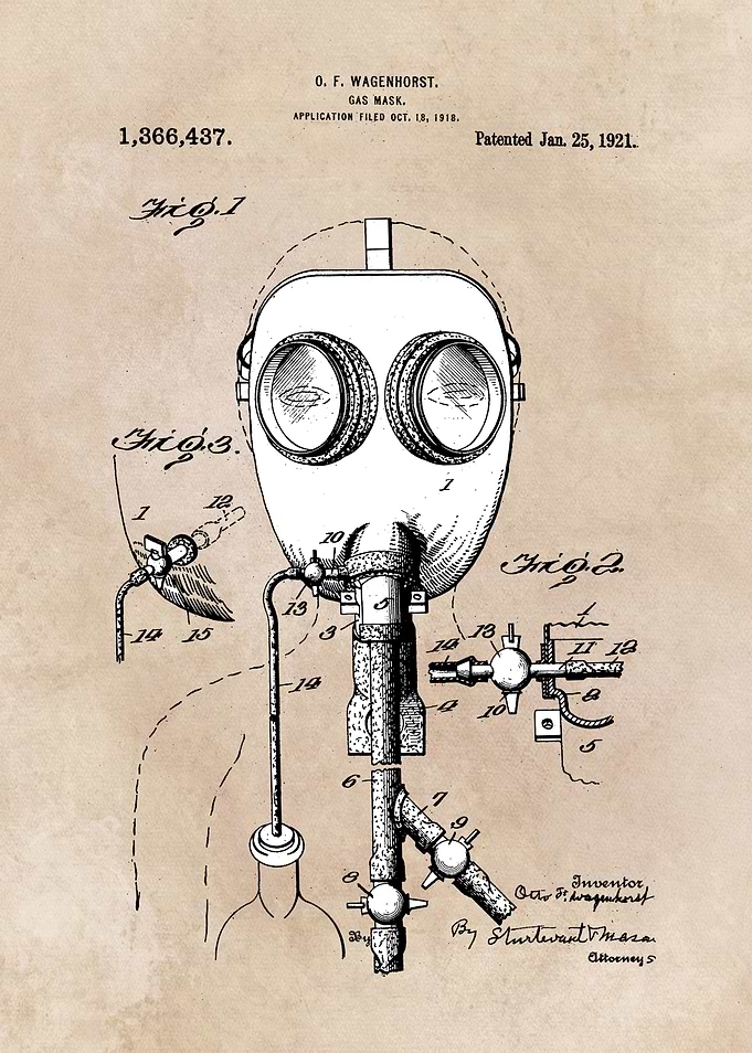 patent art Wagenhorst 1921 Gas Mask