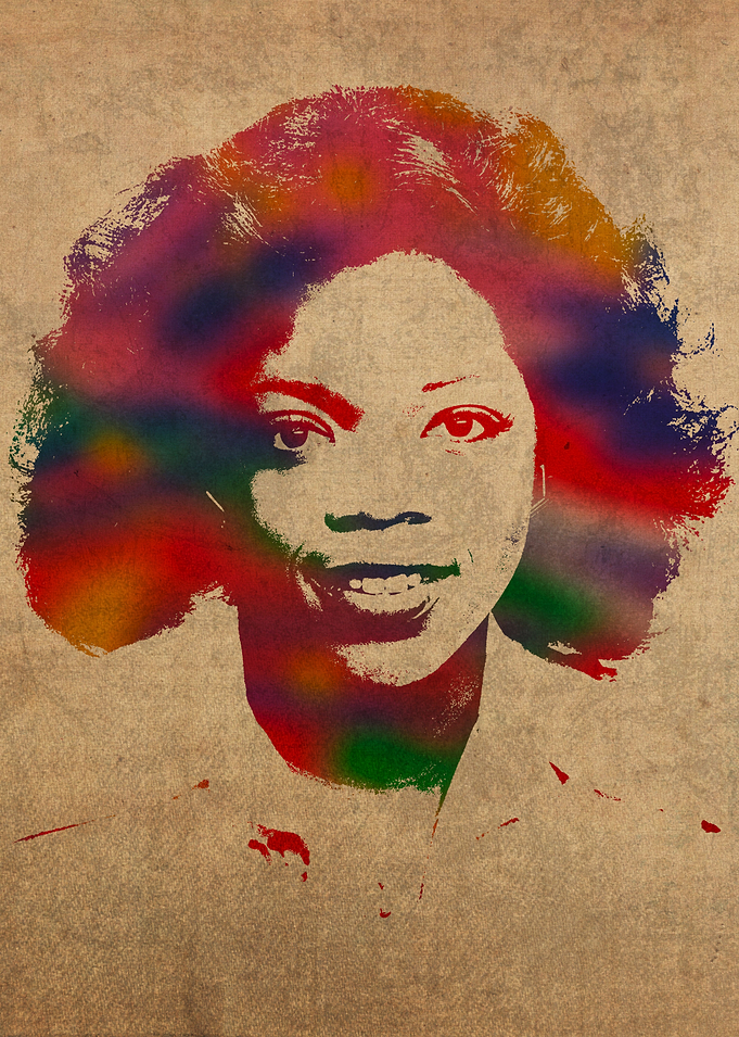Oprah Winfrey Vintage 1978 Watercolor Portrait