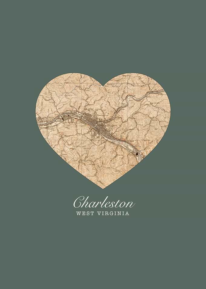 Charleston West Virginia City Heart Street Map