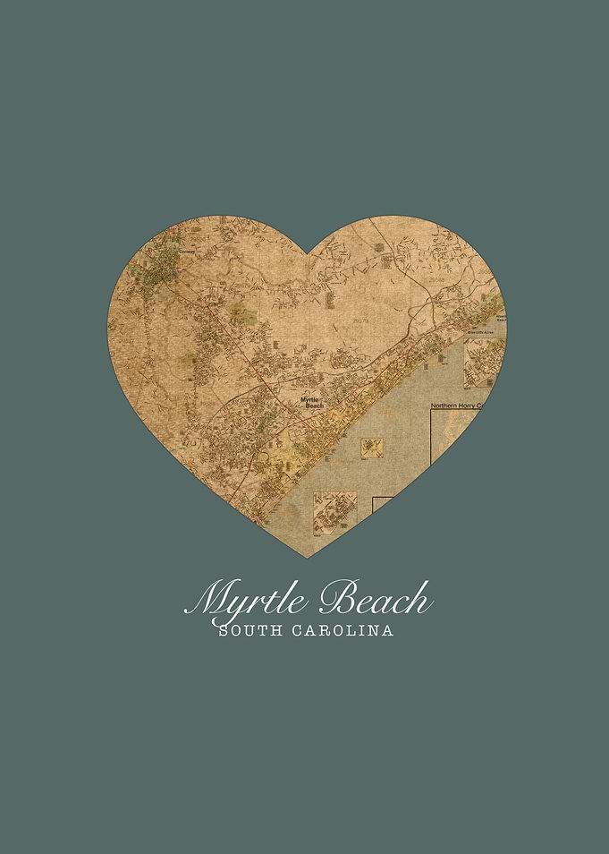 Myrtle Beach South Carolina City Heart Street Map