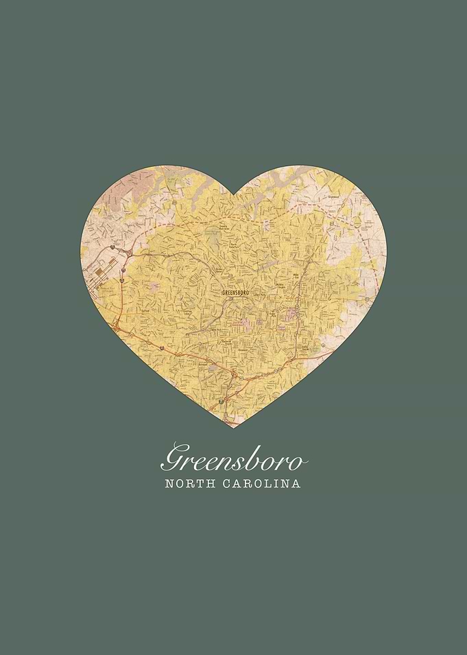 Greensboro North Carolina City Heart Street Map