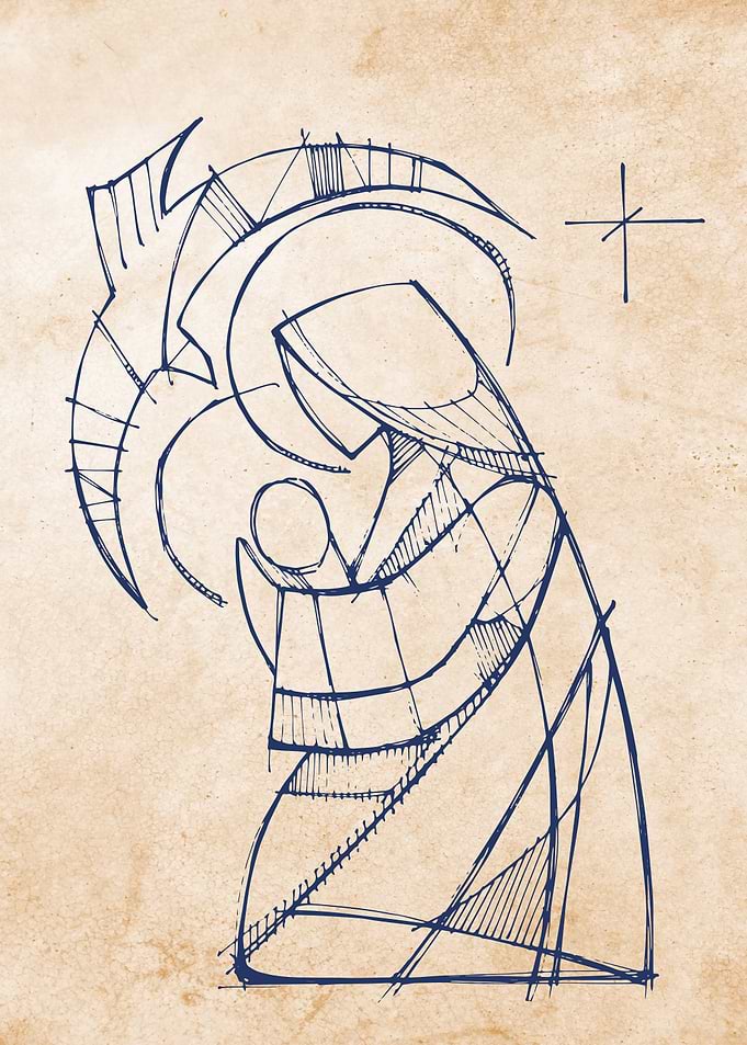 Virgin Mary with Jesus and Holy Spirit