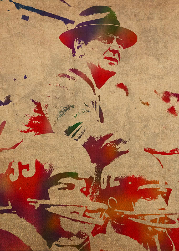 Coach Bear Bryant Watercolor Portrait