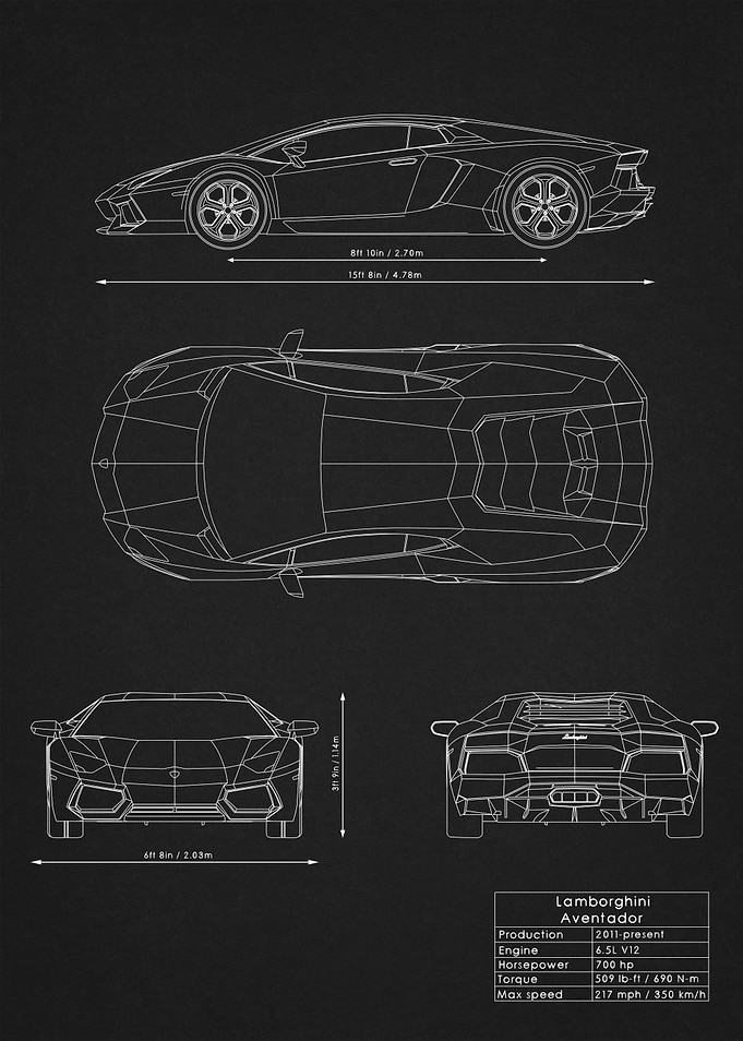 Lambo Aventador Blueprint