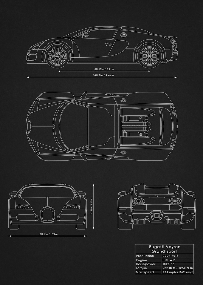 Bugatti Veyron Blueprint