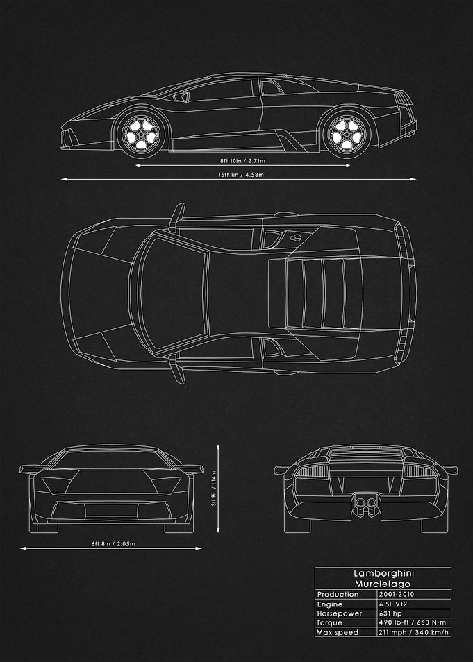 Lambo Murcielago Blueprint
