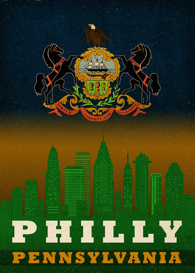 Philadelphia Pennsylvania City Skyline State Flag