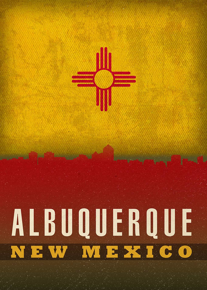 Albuquerque New Mexico City Skyline State Flag
