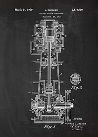 1959 Upright Piston Compressor - Patent Drawing