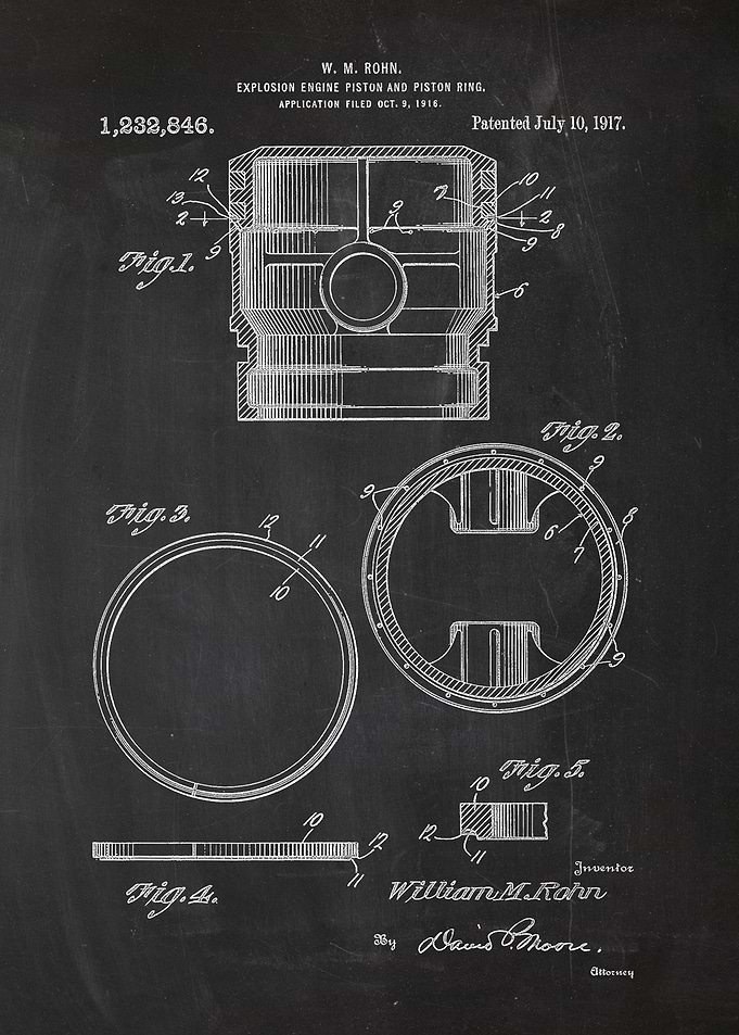 1916 Explosion Engine Piston and Piston Ring