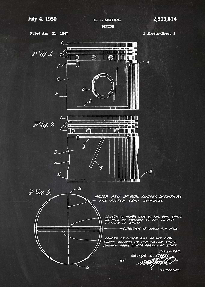 1947 Piston - Patent Drawing