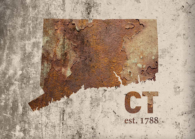 Connecticut Founded Date Rusty Map Series No 25