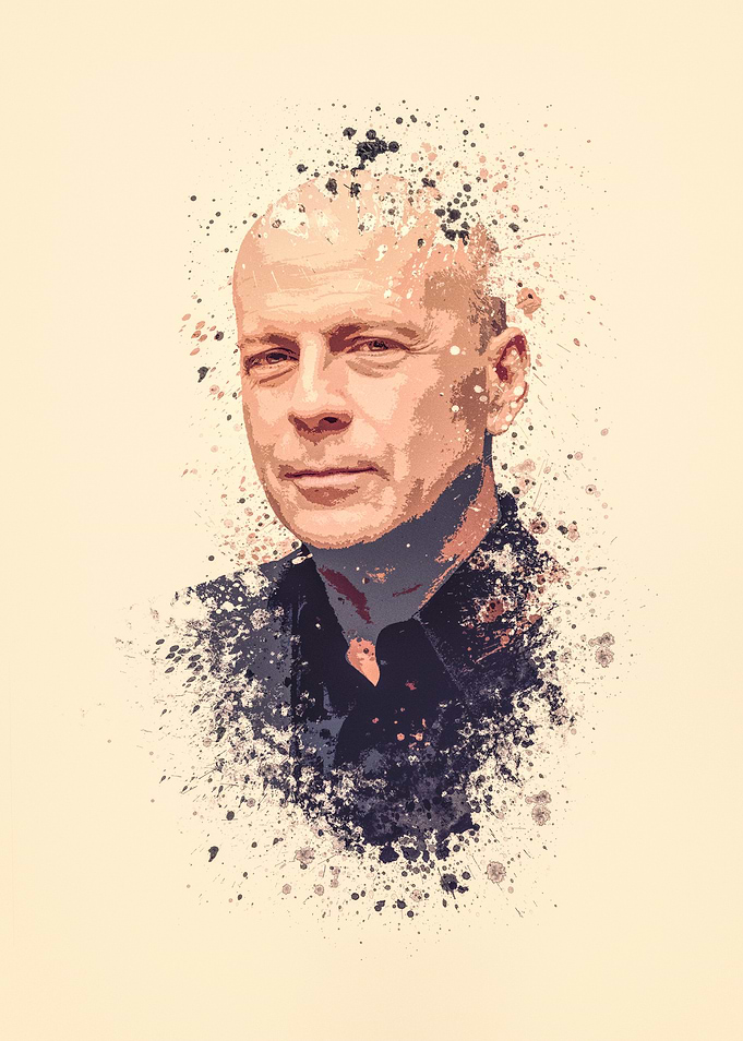 Bruce Willis splatter painting