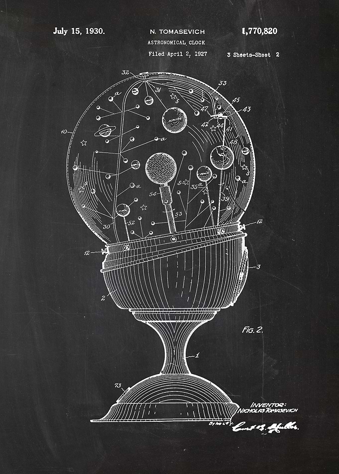 1927 Astronomical Clock - Patent Drawing