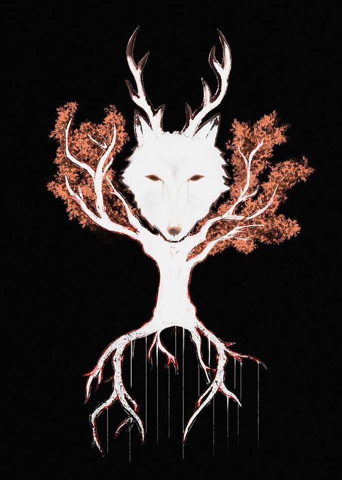 Wolf and the tree